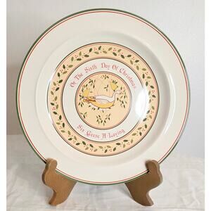 Vintage Anchor Hocking Stoneware Collector Plate 6th Day of Christmas 10 1/2"